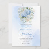 Classic Powder Blue Hydrangea Wedding Invitation Kaart (Voorkant)