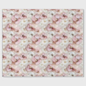 Classic powder pink and gold floral wrapping paper cadeaupapier (Vlak)