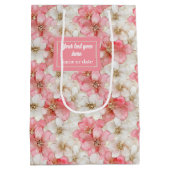 Classic powder pink & gold custom wedding gift bag medium cadeauzakje (Achterkant)