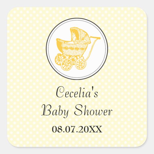 Classic Pram Baby shower Sticker (Voorkant)