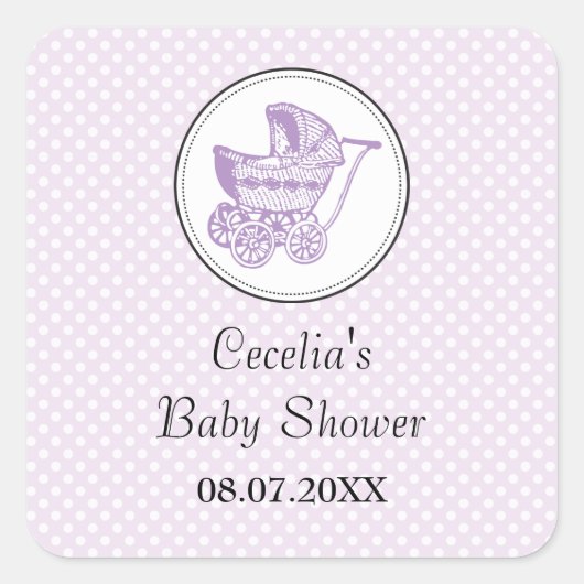 Classic Pram Baby shower Sticker (Voorkant)