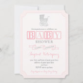 Classic Pram Girl Baby shower nodigt Spaans uit Kaart (Voorkant)