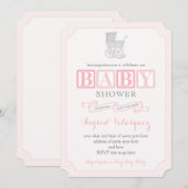 Classic Pram Girl Baby shower nodigt Spaans uit Kaart (Voorkant / Achterkant)