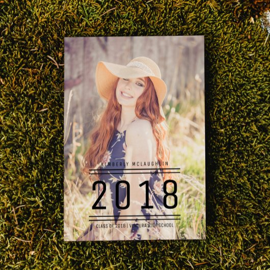 Classic Preppy Afstuderen Foto uitnodigen | Zwart Kaart