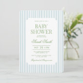 Classic Preppy Baby shower Invitation Kaart (Staand voorkant)
