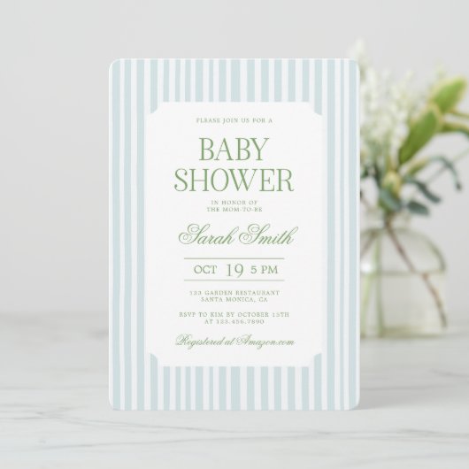 Classic Preppy Baby shower Invitation Kaart (Staand voorkant)
