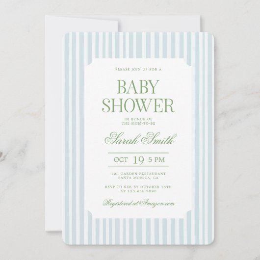 Classic Preppy Baby shower Invitation Kaart (Voorkant)