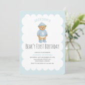 Classic Preppy Bear Blue Boy Birthday Kaart (Staand voorkant)
