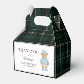 Classic Preppy Bear Designer Plaid Baby Shower Bedankdoosjes (Voorkant Zijde)