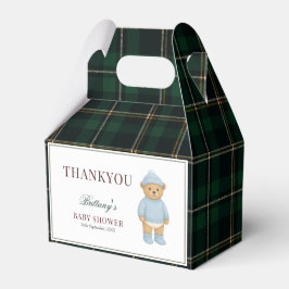 Classic Preppy Bear Designer Plaid Baby Shower Bedankdoosjes