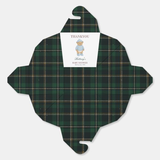 Classic Preppy Bear Designer Plaid Baby Shower Bedankdoosjes (Ongevouwen)