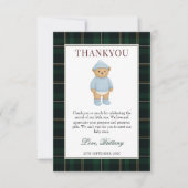 Classic Preppy Bear Designer Plaid Baby Shower Bedankkaart (Voorkant)