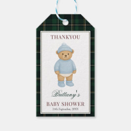 Classic Preppy Bear Designer Plaid Baby Shower Cadeaulabel