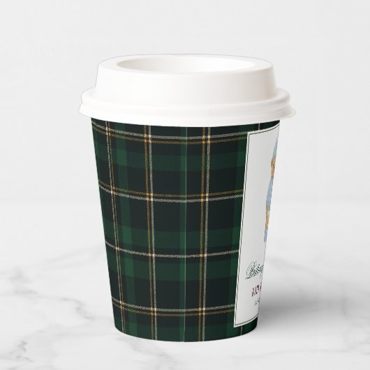 Classic Preppy Bear Designer Plaid Baby Shower Papieren Bekers (Rechts)