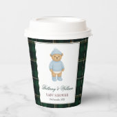 Classic Preppy Bear Designer Plaid Baby Shower Papieren Bekers (Voorkant)