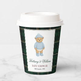 Classic Preppy Bear Designer Plaid Baby Shower Papieren Bekers