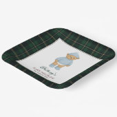 Classic Preppy Bear Designer Plaid Baby Shower Papieren Bordje (Gebogen)