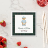 Classic Preppy Bear Designer Plaid Baby Shower Servet (Insitu)
