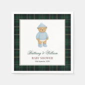 Classic Preppy Bear Designer Plaid Baby Shower Servet (Voorkant)