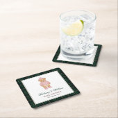 Classic Preppy Bear Green Tartan Plaid Baby Shower Kartonnen Onderzetters (Insitu)