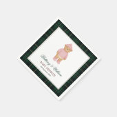 Classic Preppy Bear Green Tartan Plaid Baby Shower Servet (Hoek)
