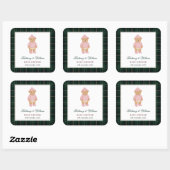 Classic Preppy Bear Pink Baby Shower Vierkante Sticker (Vel)