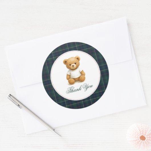 Classic Preppy Beer Baby shower Bedankt Ronde Sticker (Envelop)