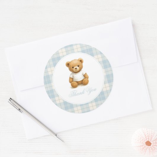Classic Preppy Beer Baby shower Bedankt Ronde Sticker (Envelop)