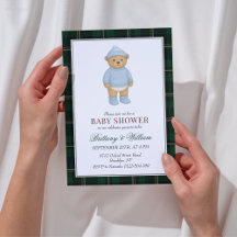 Classic Preppy Beer Designer Plaid Baby shower