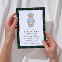 Classic Preppy Beer Designer Plaid Baby shower Kaart