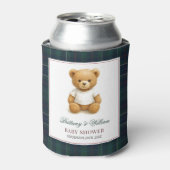 Classic Preppy Beer Green Plaid Baby shower Blikjeskoeler (Blikje Voorkant)