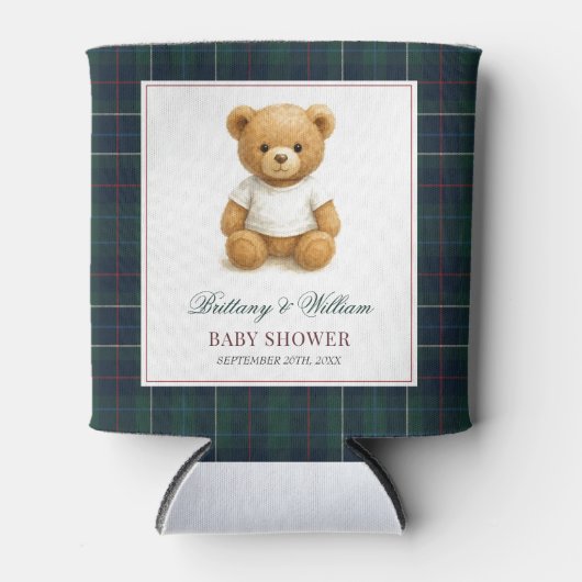Classic Preppy Beer Green Plaid Baby shower Blikjeskoeler (Voorkant)