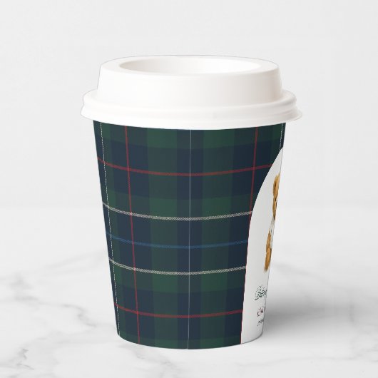 Classic Preppy Beer Green Plaid Baby shower Papieren Bekers (Rechts)