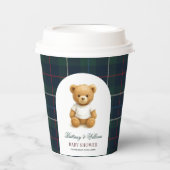 Classic Preppy Beer Green Plaid Baby shower Papieren Bekers (Voorkant)