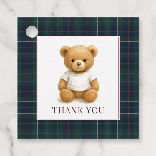 Classic Preppy Beer Plaid Baby shower Bedankjes Labels (Voorkant)