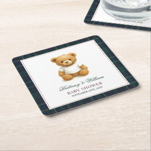Classic Preppy Beer Plaid Baby shower Kartonnen Onderzetters