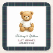 Classic Preppy Beer Plaid Baby shower Kartonnen Onderzetters (Voorkant)