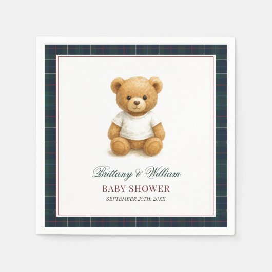 Classic Preppy Beer Plaid Baby shower Servet (Voorkant)