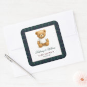 Classic Preppy Beer Plaid Baby shower Vierkante Sticker (Envelop)