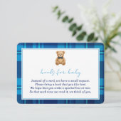 Classic Preppy Blue Plaid Beer Boeken voor Baby Informatiekaartje (Staand voorkant)