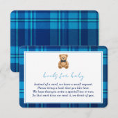 Classic Preppy Blue Plaid Beer Boeken voor Baby Informatiekaartje (Voorkant / Achterkant)