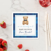 Classic Preppy Blue Plaid Teddy Bear Baby shower Servet (Insitu)