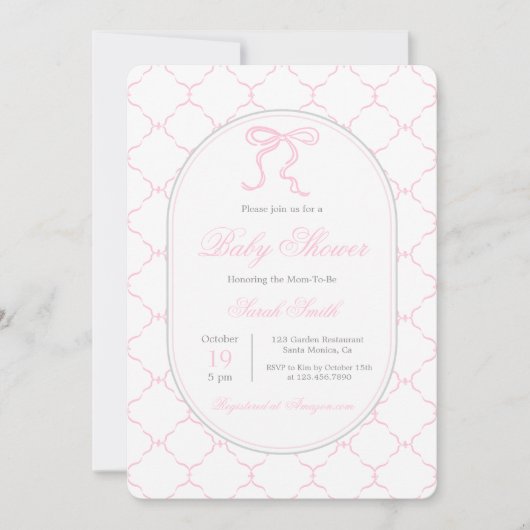 Classic Preppy Charm Baby shower Meisje Kaart (Voorkant)