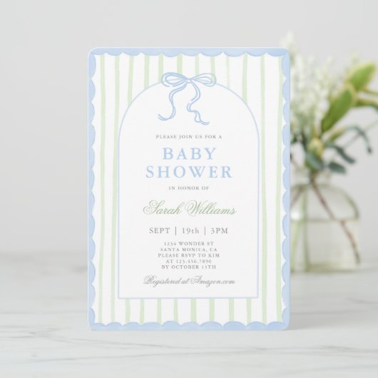 Classic Preppy Charm Baby shower Uitnodiging (Staand voorkant)