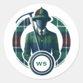 Classic Preppy Charm Monogram Ronde Sticker (Voorkant)