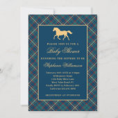 Classic Preppy Plaid Blue Equestrian Baby shower Kaart (Voorkant)