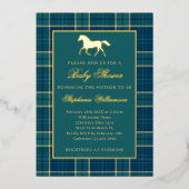 Classic Preppy Plaid Green Equestrian Baby Shower Folie Uitnodiging (Voorkant)