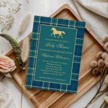 Classic Preppy Plaid Green Equestrian Baby shower