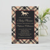 Classic Preppy Plaid Luxury Equestrian Baby shower Kaart (Staand voorkant)