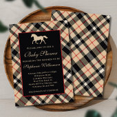 Classic Preppy Plaid Luxury Equestrian Baby shower Kaart